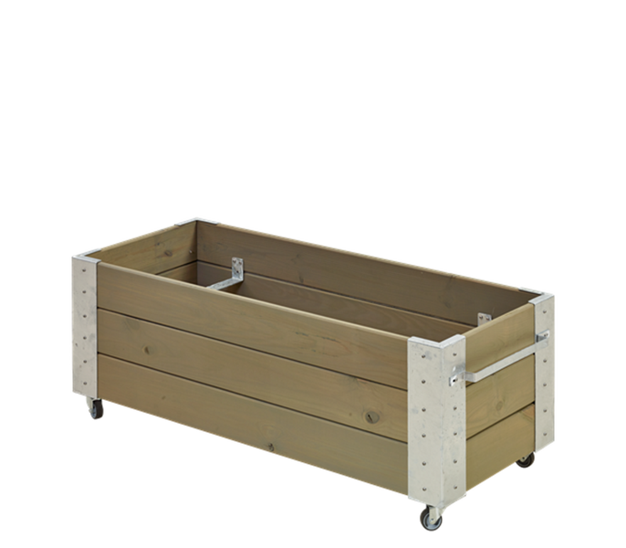 Blumenkasten, Pflanzkasten, Pflanzkübel, Blumenkübel, Hochbeet  mit Rädern 120x50x45cm KDI Holz Grau grün gebeizt