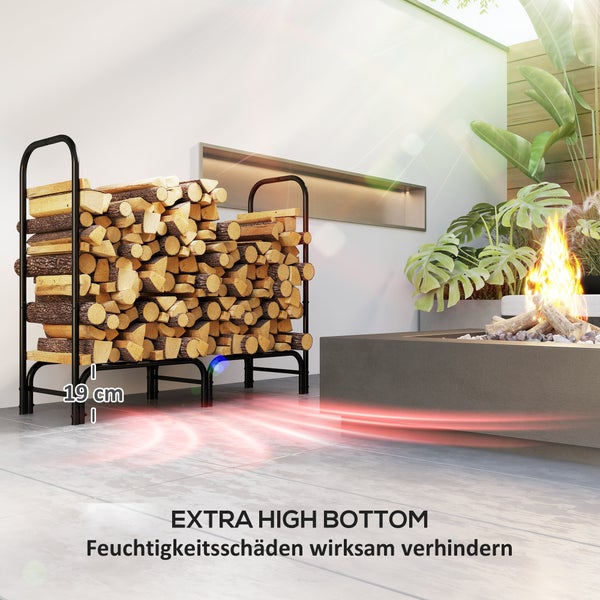 Outsunny Kaminholzregal, aus Segeltuch, 600D Oxford Wasserabweisende Abdeckung, für Garten, Terrasse, 120 x 36 x 99 cm, Metall, Schwarz