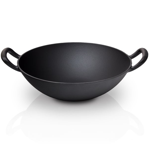 BBQ Nerd Gusseisen Wok Ø 33,5 cm für asiatische Gerichte und mehr | Antihaftpfanne mit exzellenter Wärmeleitung | Wokpfanne für Grill Feuerstelle Herd einschl. Induktion