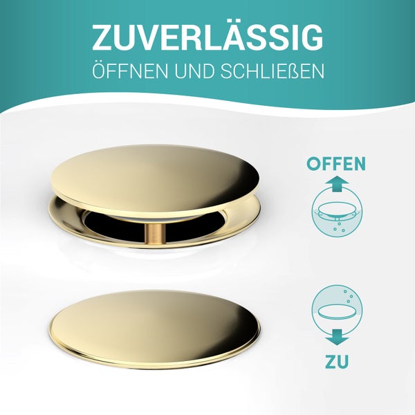 Engelbach® Badewannenstöpsel mit Universaler Passform - integrierte Doppel Dichtung - Gold