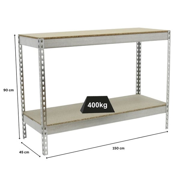 Schwerlastregal MINI WOOD YETI TWO | HxBxT 90x150x45cm | Fachlast 400kg | Verzinkt