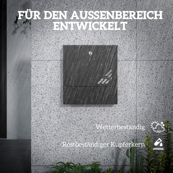 HOMCOM Briefkasten Wandbriefkasten mit Schloss, Deckel, Kupferkern, Postkasten aus Metall, für Outdoor, Dunkelgrau, 30 x 8,5 x 32,5 cm