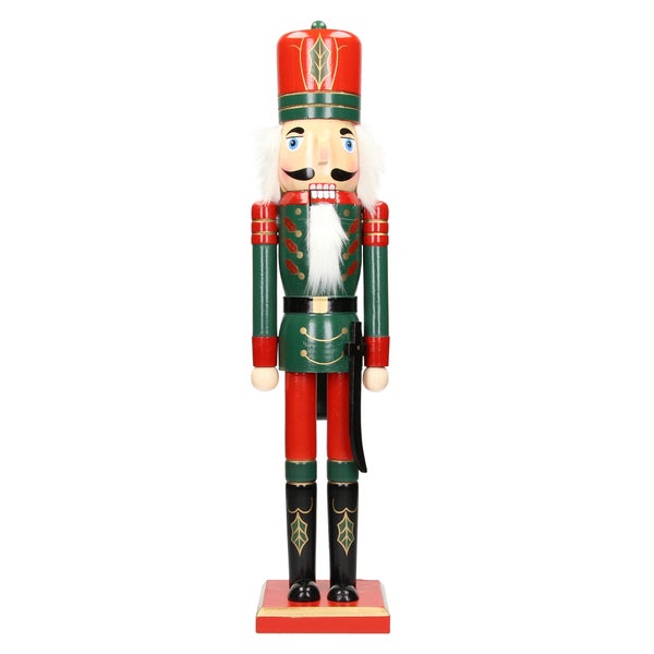 ECD Germany Nussknacker Figur Soldat 50 cm mit roter Hut und Säbel, aus Holz, handbemalt, Unikat, Weihnachten Holzfigur Puppet Marionette Ornament Traditioneller Nussbrecher Weihnachtsdeko Deko Statue