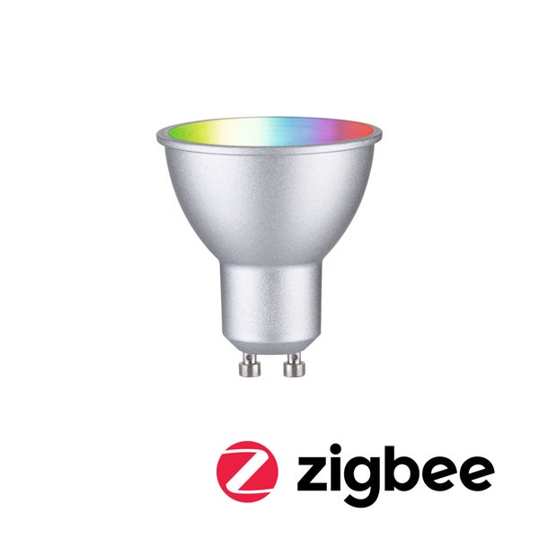 Standard 230V Smart Home Zigbee 3.0 LED Reflektor GU10 350lm 4,8W RGBW+ dimmbar Chrom matt