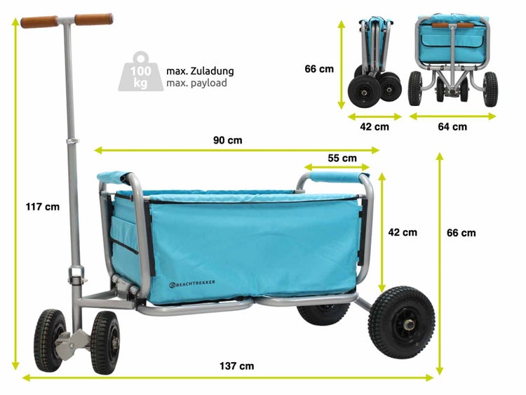 Strandwagen mit Maßangaben
