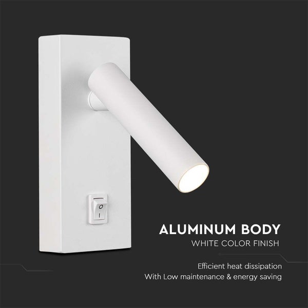 Weiße Wandleuchte aus Aluminium mit Schalter