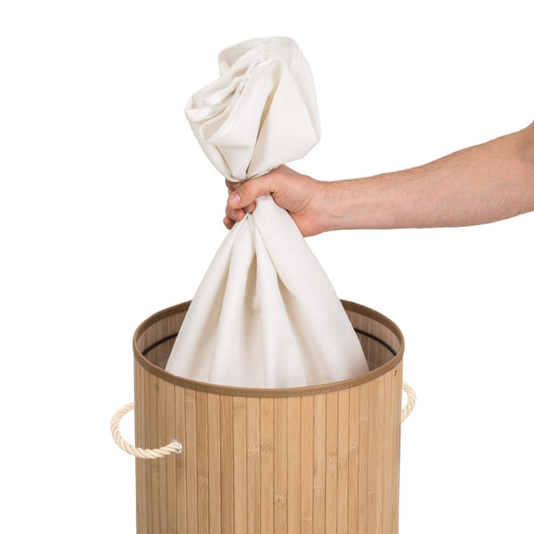 Wäschekorb tectake  36 x 63 cm aus Bambus beige