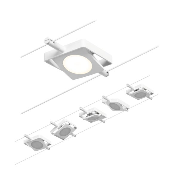 CorDuo LED Seilsystem MacLED Basisset 5x250lm 5x4,5W 3000K 230/12V Weiß, Chrom