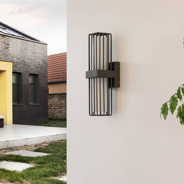 Lucande Wandleuchte außen Chandan (spritzwassergeschützt (Modern) in Schwarz aus Aluminium (2 flammig, E27) - Außenwandleuchten Wandlampe Led Außenlampe Outdoor für Außenwand/Hauswand