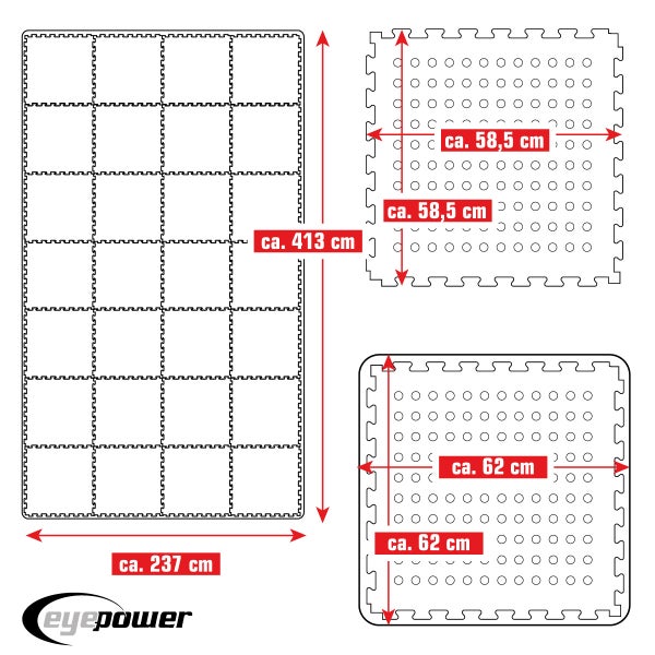 eyepower Poolunterlage für 244 cm Pool - 28 EVA Matten - 1cm Unterlegmatten Set - Outdoor Unterlage