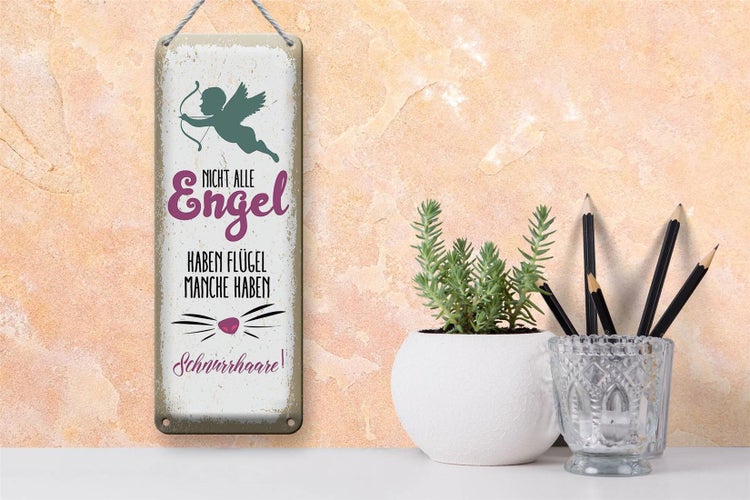 Blechschild Spruch Nicht alles Engel haben Flügel 10x27cm