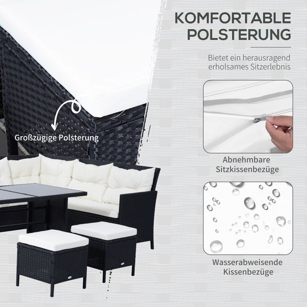 Outsunny 18 tlg. Sitzgarnitur Sitzgruppe Gartenset Sofagarnitur Gartenmöbel Set Lounge, Polyrattan, Schwarz
