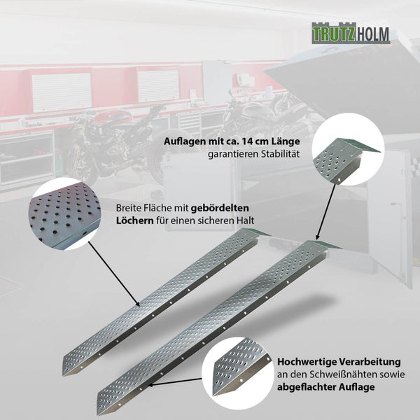 Motorradwippe mit breiter Auflagefläche und Löchern für sicheren Halt