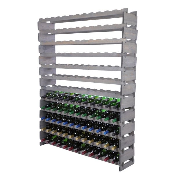 Weinregal VINOTECA FLEX PRO HxBxT 163x123x28cm 144 Flaschen auf 12 Ebenen Massives Kiefernholz Grau