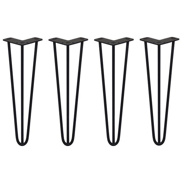 4x Haarnadelbeine - 3 Zinken - 40.5 cm hoch - 10mm stark - Schwarz