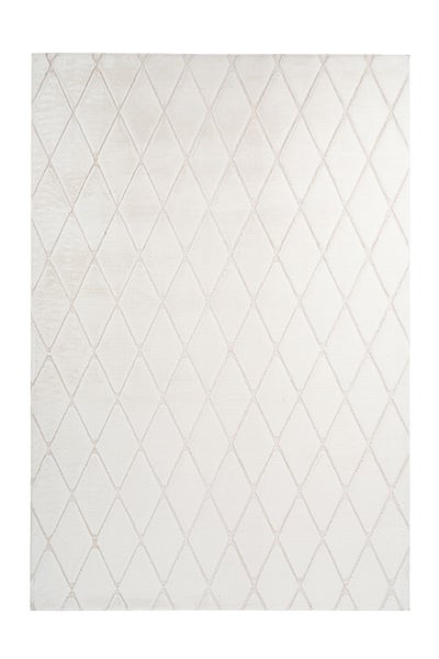 Rechteckiger Teppich mit Rautenmuster in Creme.