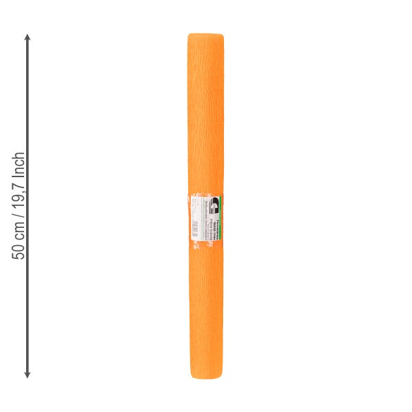 Rolle Floristenkrepp, 50 Zentimeter breit, orangefarbenes strukturiertes Krepppapier zum Basteln und Dekorieren.