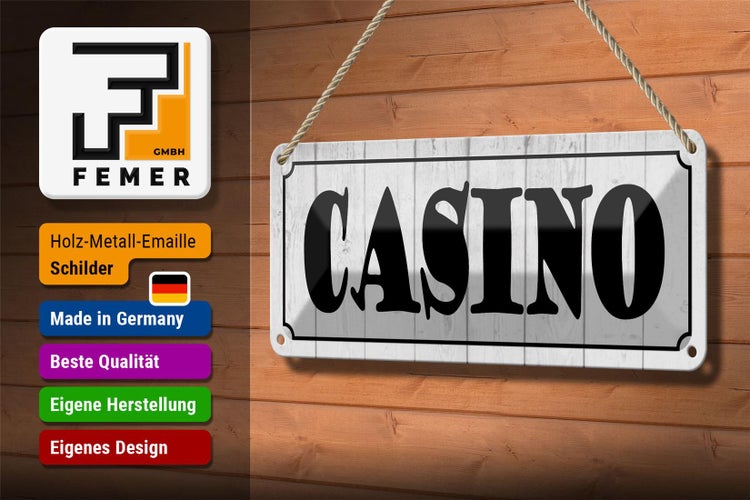 Blechschild Spruch 27x10cm Casino Spiele Spielbank Dekoration