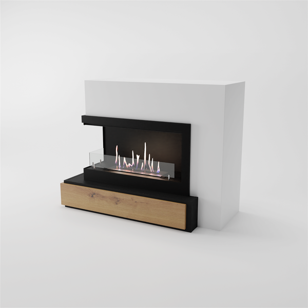 GLOW FIRE Ethanol Kamin 'Narvik Links' | Ethanolofen in weiß mit 3 Std. Brenndauer und 2 KW Heizleistung | BxHxT: 100x89,7x51,5 cm