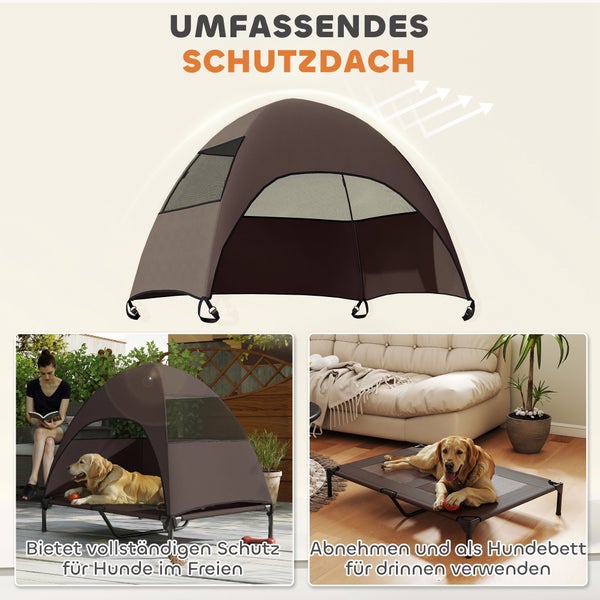Hundebett mit Sonnenschutzdach für den Innen- und Aussenbereich