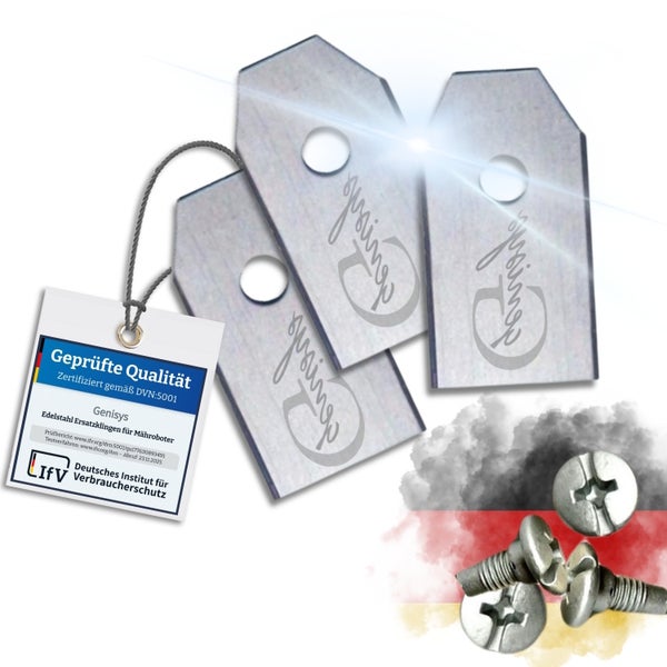 Genisys Ersatzklingen aus Edelstahl für Mähroboter mit Qualitätszertifikat