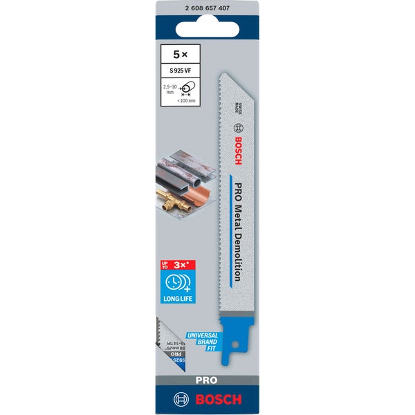 Bosch PRO Metal Demolition S925VF Blatt 1,25 x 19 x 150 mm 5-tlg. - 2608657407