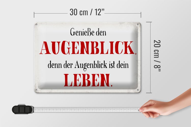 Blechschild Spruch 30x20cm genieße den Augenblick Leben