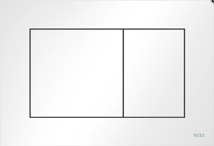 TECE Betätigungsplatte für WC mit 2-Mengen-Spültechnik, rechteckiges Design, Weiß.