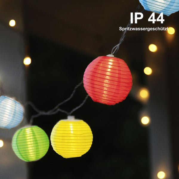 Lampion-Lichterkette mit Schutzart IP44 gegen Spritzwasser
