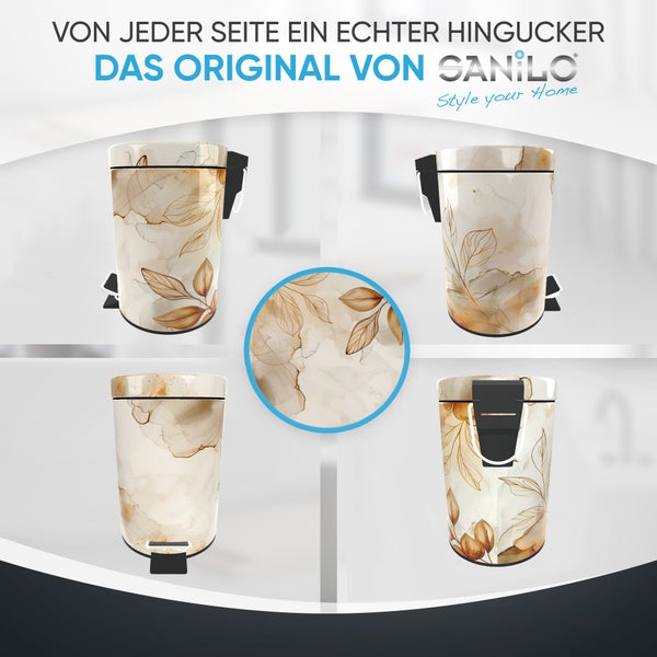 Sanilo Treteimer mit Blattmuster in verschiedenen Perspektiven