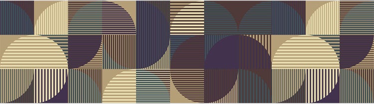 Selbstklebende Tapetenbordüre mit geometrischem Muster im Retro-Design in einem hellen Schlafzimmer über einem Nachttisch.