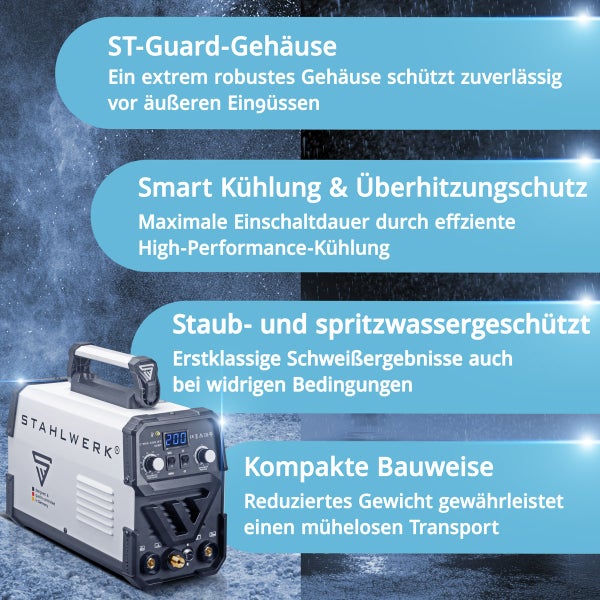 STAHLWERK Schweißgerät DC WIG 200 ST IGBT mit 200 Ampere und MMA E-Hand