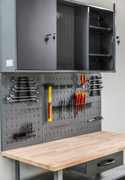 Ondis24 Werkstatt Set Klaus 120 cm 1 Schrank LED, Werkstatteinrichtung, Werkbank
