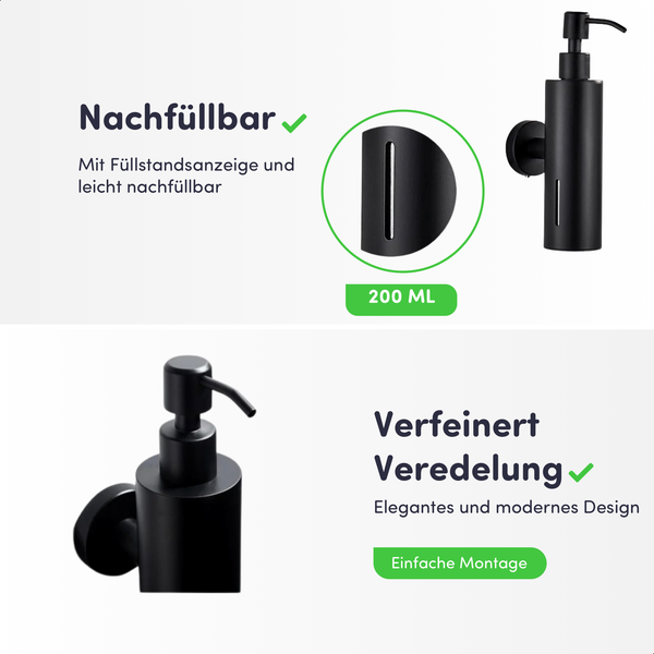 EAVY  Seifenspender Edelstahl Schwarz zur Wandmontage