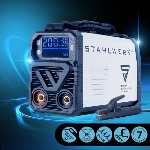 STAHLWERK Schweißgerät ARC 200 MD Digital - DC MMA Lift-TIG Inverter 200 Ampere