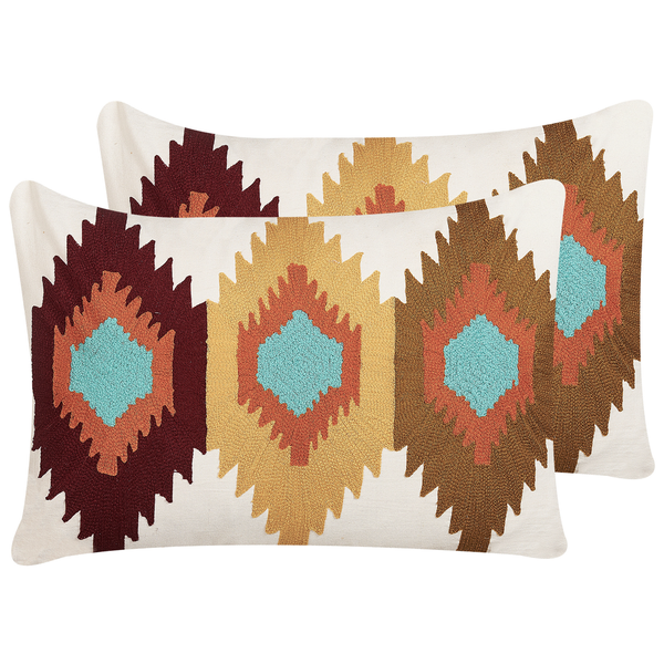 Dekokissen 2er Set DANAPUR Baumwolle 40 x 60 cm Bunt Geometrisches Muster