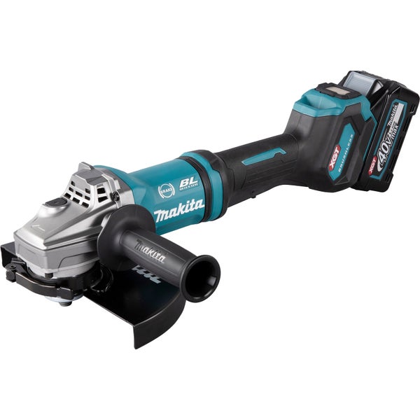 Makita GA038GT206 Akku-Winkelschleifer 40V max. / 2x 5,0 Ah Akku + Schnellladegerät im Transportkoffer + Side-Kick