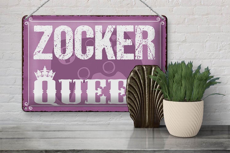Blechschild Spruch 30x20cm Zocker Queen Controller