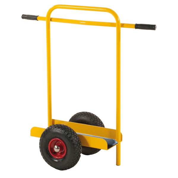 Gelber Sackkarren mit Griffen und zwei Rädern