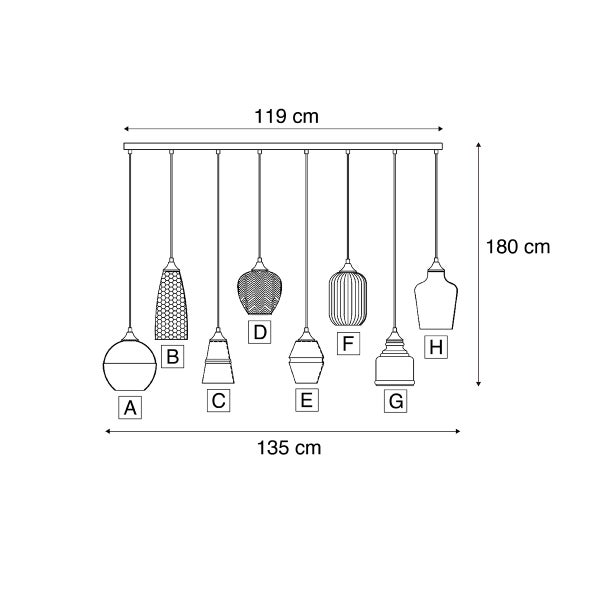Pendelleuchte aus Glas mit Fischgrätenmuster