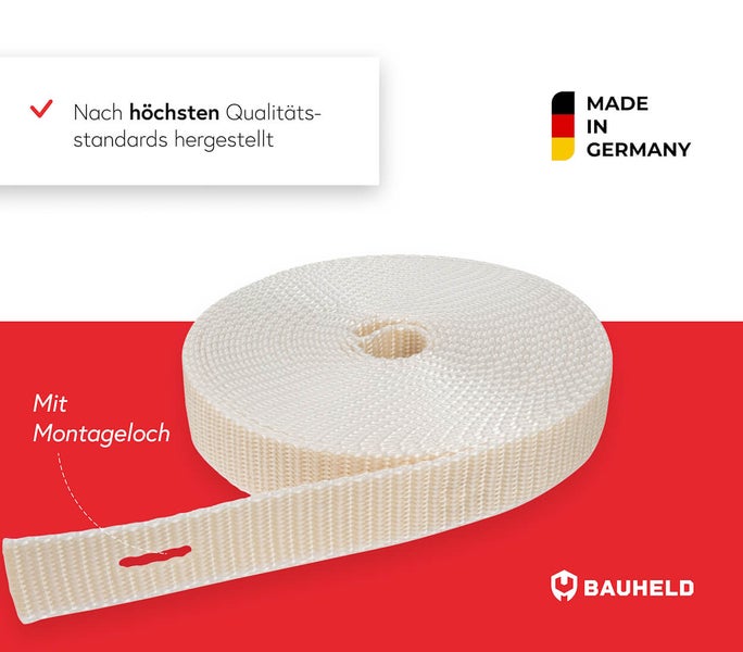 Abgasband aus Textil mit Montageloch, hergestellt in Deutschland