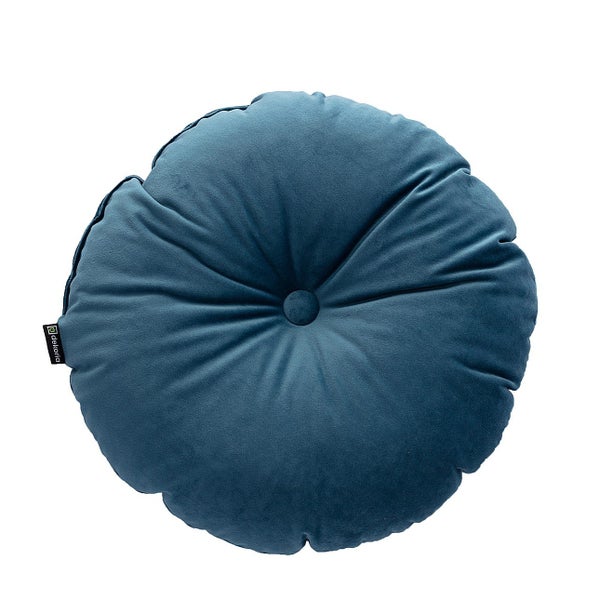 KISSEN Velvet rund, blau, 37cm