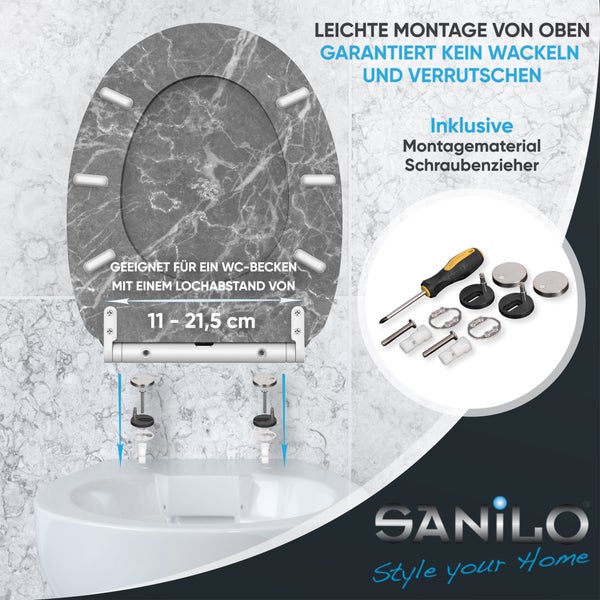 Sanilo WC Sitz mit Marmor Design und Befestigungsmaterial