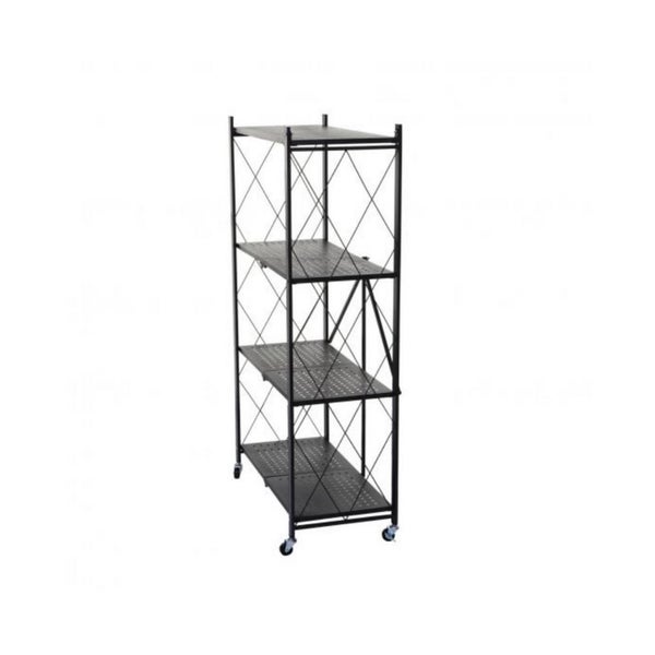 BERLINLODGE KLAP klappbares Regal 4 Fachbäden Belastbarkeit 200 kg HxBxT 127 x 72 x 34 cm Schwarz Klappregal
