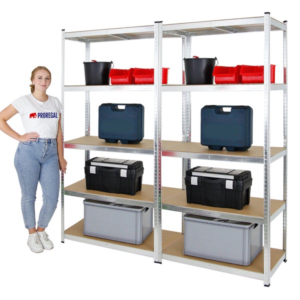 PROREGAL Mega Deal 2x Schwerlastregal Giant Ragnar HxBxT 200 x 100 x 50 cm Fachlast 175 kg Verzinkt