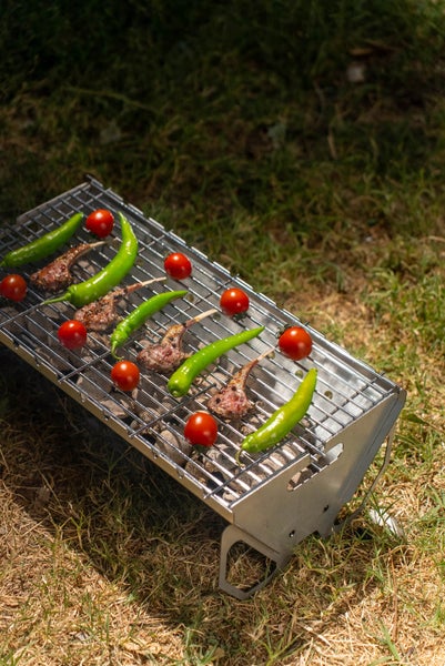 The Favilla Vedem Zerlegbarer Tragbarer Grill – Mobiler Campinggrill aus verzinktem Stahl – Outdoor-Grill mit Spießhalter & Tragetasche – Kompakt, leicht & robust