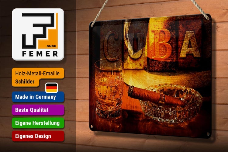 Blechschild Spruch 30x20cm Cuba Zigarre Rum Havanna