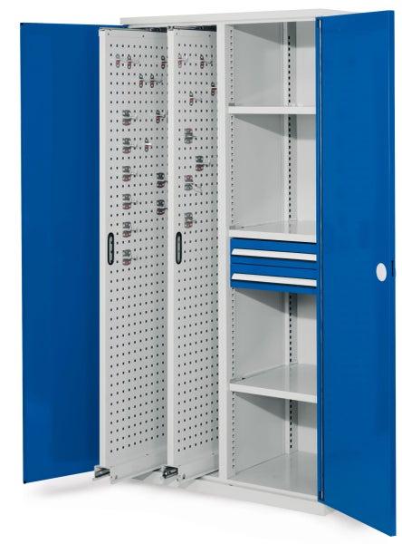 Werkstattschrank mit Lochwand, Regalböden und Schubladen