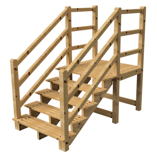 Holztreppe mit Geländer für den Außenbereich