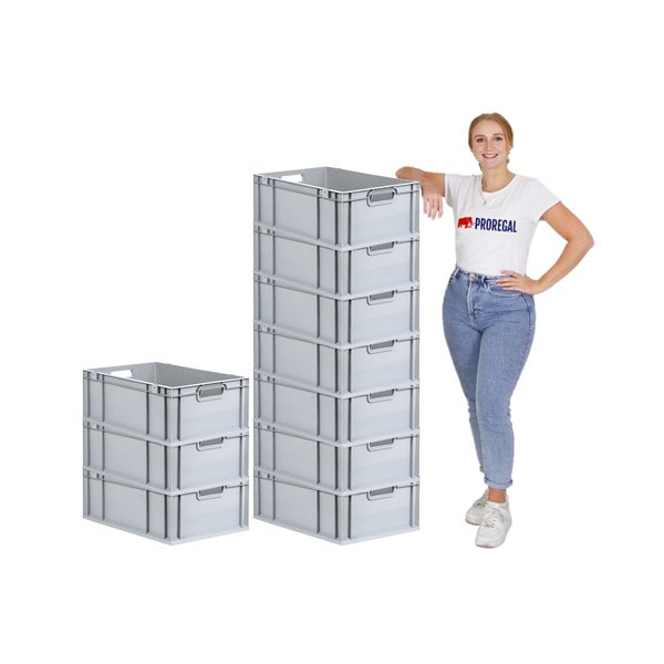 PROREGAL Spar Set 10x Eurobox Nextgen Economy Mit Auflagedeckel & 4x Schiebeschnappverschlüsse Rot Griffe Offen HxBxT 22 x 40 x 60 cm 44 Liter